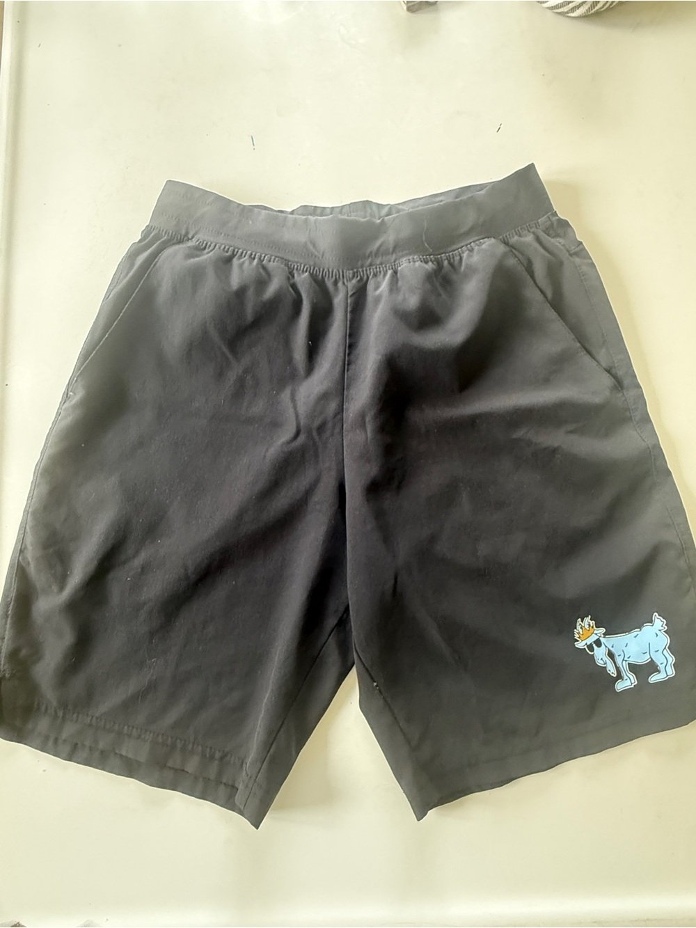 Goat USA Black Stretch Shorts with Dog Graphic